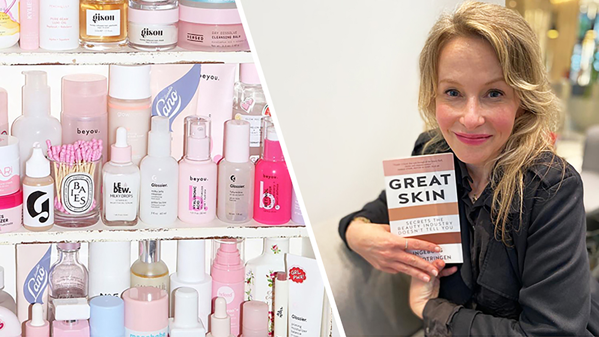 Inge and lots of skincare beauty products