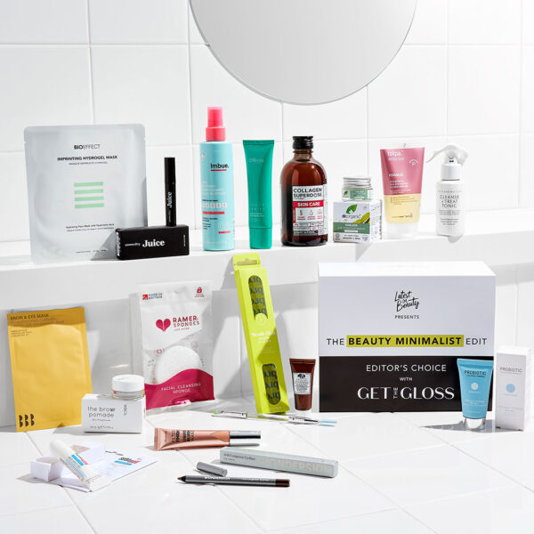 The minimalist beauty box and all its products shown