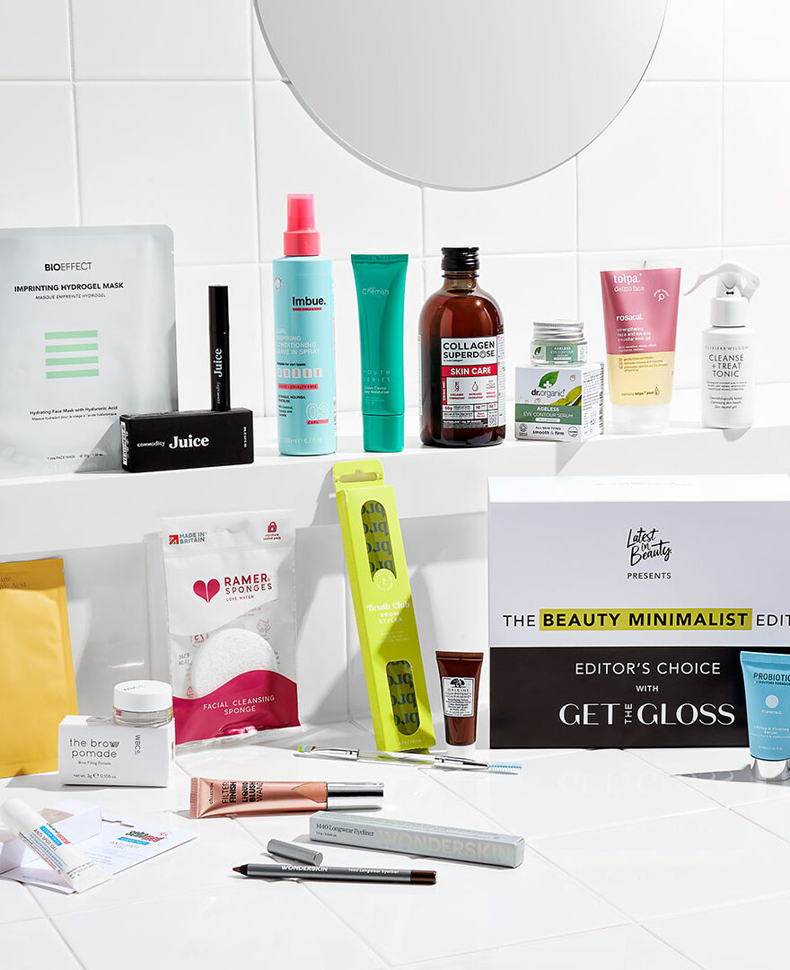 The minimalist beauty box and all its products shown