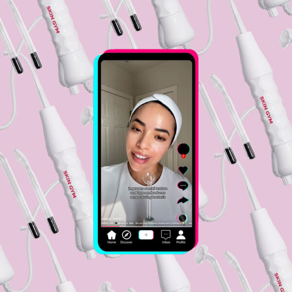 High-frequency facial wands pattern and person on TikTok using one