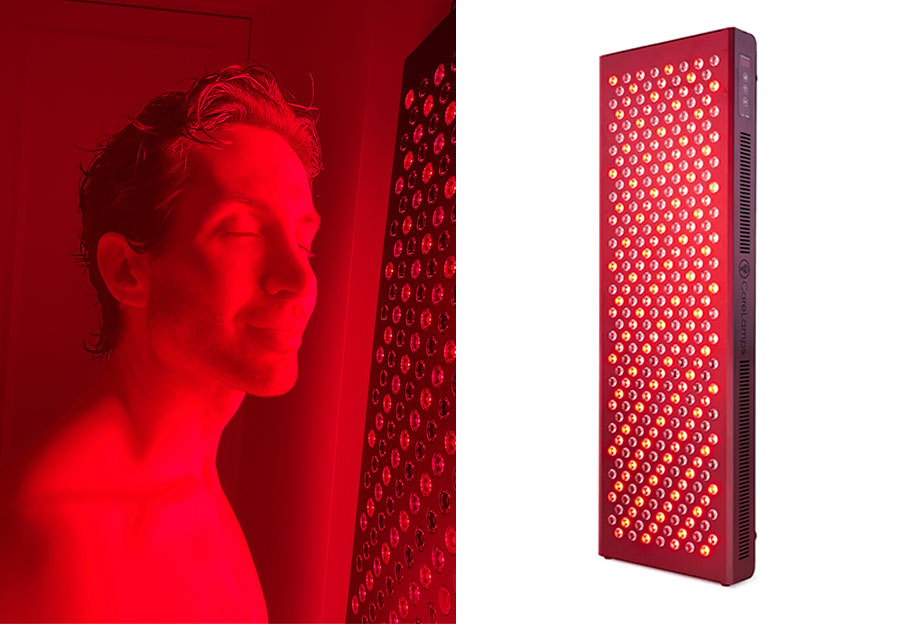 Tom SMiht using his red light derma lamp