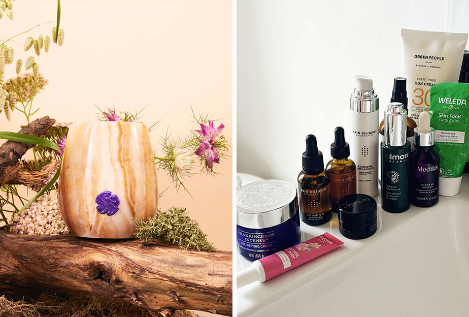 Candle (left) and Lisa's beauty picks