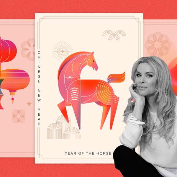 Year of the horse illustrations with portrait of expert Katie Brindle in the middle