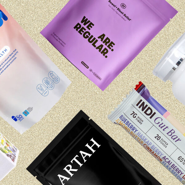 fibre supplement products in different directions on a beige background