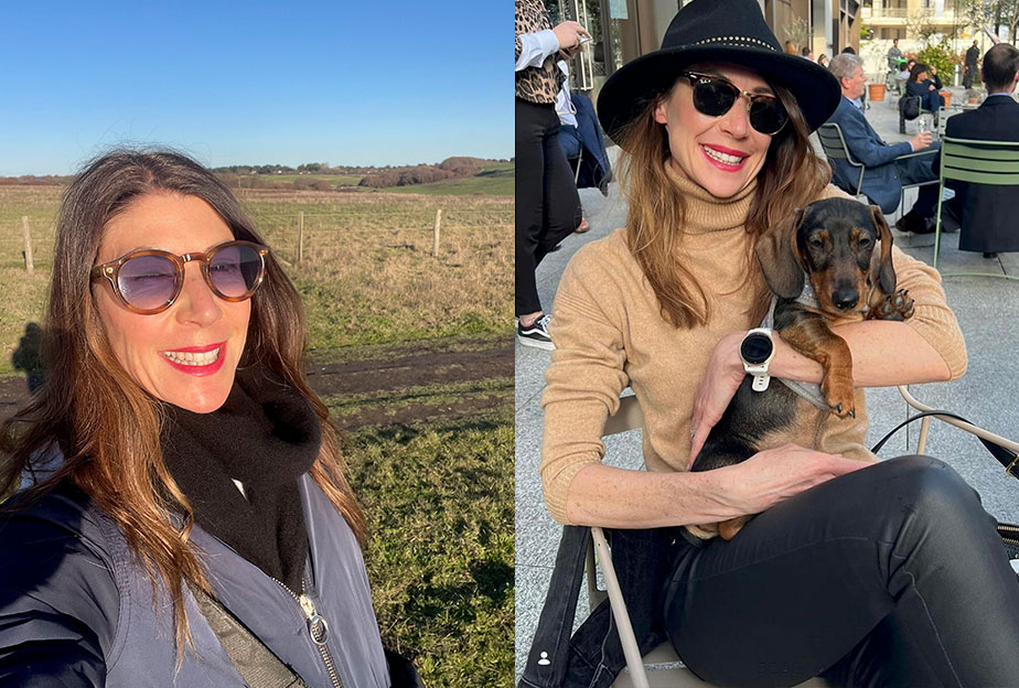 Charlotte Dorman (left) and with sausage dog (right)